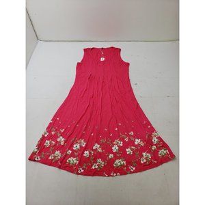 Kilig Womens Dress Tank Sleeveless Round Neck Floral Hot Pink Size M NWT
